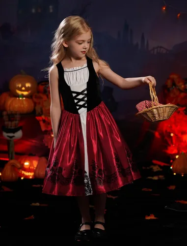 Vista 5 de Disfraz de Halloween de lujo para niñas con capucha roja, capa tradicional, cuento de hadas, disfraz de princesa cosplay