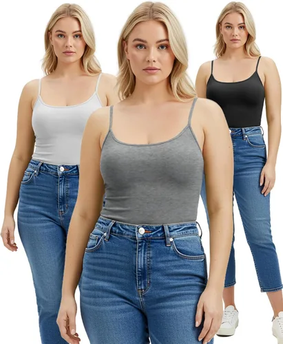 Vista 342 de Emmalise Camisola larga casual básica para mujer, con tirantes ajustables, top en capas