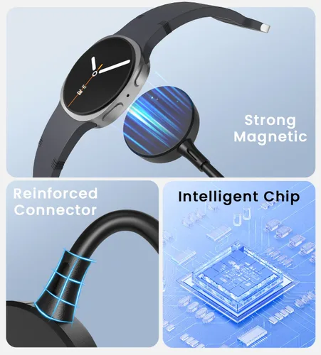 Vista 7 de Paquete de 2 cargadores USB compatibles con Samsung Galaxy Watch 8/8 Classic 7/6/6 Classic/5 Pro/5/4/3/FE/Ultra 2025/2024/Active 1/2 cable de carga