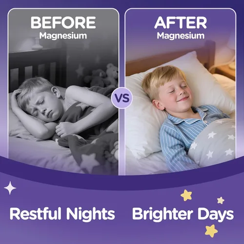 Vista 5 de Gotas líquidas de glicinato de magnesio para niños, magnesio para niños con L-teanina, omega-3, vitamina D3 K2, zinc para dormir, calma, relajación