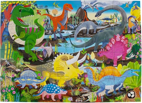 Vista 2 de eeBoo Rompecabezas de 20 piezas – Dinosaur Land Rompecabezas infantil con temática prehistórica, piezas grandes para manos pequeñas para desarrollar