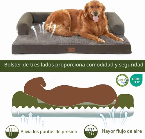 Vista 2 de Orthopedic Dog Bed for Extra Large Dogs, Dark Green, 45x35in Verde oscuro