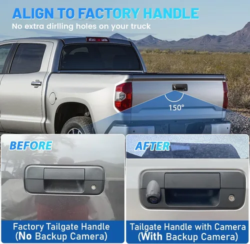 Vista 2 de EWAY Para Toyota Tundra 2007-2014 4.3 "Monitor de espejo retrovisor con manija del portón trasero Kit de cámara de respaldo Estacionamiento