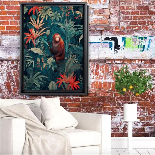 Vista 4 de Mid-Century Modern Jungle Monkey in Rainforest Trees - Captivating Nature and Wilderness Artwork - Animal Wall Art Celebration