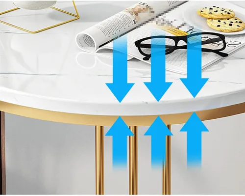Vista 3 de Mesa de Centro 2 Tier Round Coffee Table, Creative Marble Pattern & Sturdy Metal e, Nordic Simple Small Side Table for Living Room, Balcony, Bedroom