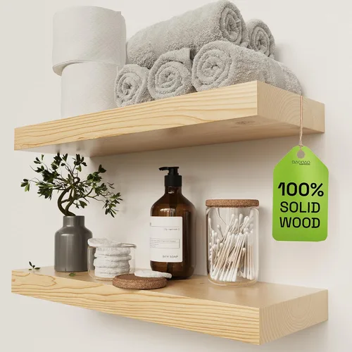 Vista 12 de Estantes flotantes de madera maciza para pared de 12 pulgadas, color negro