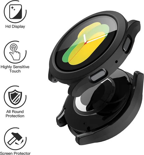 Vista 2 de Misxi - Juego de 2 fundas rígidas de policarbonato con protector de pantalla para Samsung Galaxy Watch 5 Galaxy Watch 4 de 40 mm, funda ultradelgada