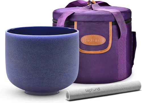 Vista 9 de TOPFUND 528 Hz Solfeggio Crystal Singing Bowl 8 inch with Heavy Duty Carrying Case and Suede Mallet