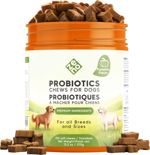 Vista 8 de ZENO Probióticos masticables para perros, 150 piezas, apoyo para la salud digestiva e intestinal, masticables probióticos para perros con enzimas e