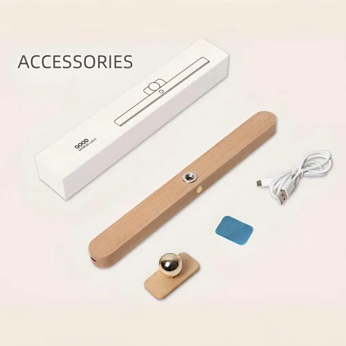Vista 7 de Barra de luz de espejo de madera con soporte magnético para baño (paquete de 1) Rechargeable USB C,3-level dimming vanity light,touch control for