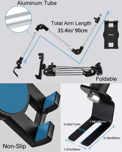 Vista 7 de Soporte para tablet para carril de asiento de coche/camión, soporte resistente de 35 pulgadas para tableta, soporte para asientos delanteros