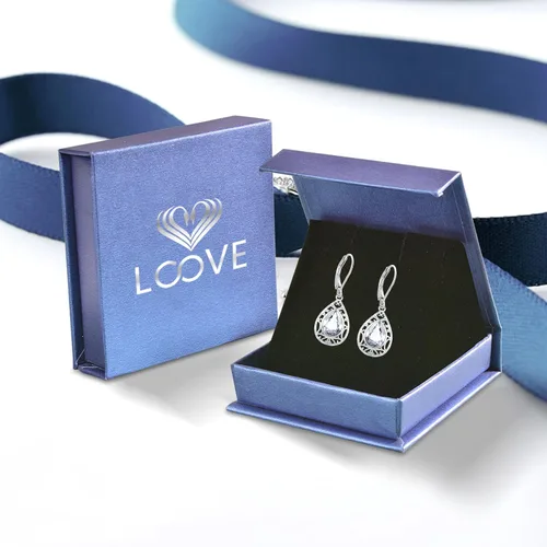 Vista 321 de Aretes colgantes de plata de ley con diseño de árbol de la vida, flor, abeja, animales, gato, colibrí, piedra lunar, turquesa, aretes con cierre