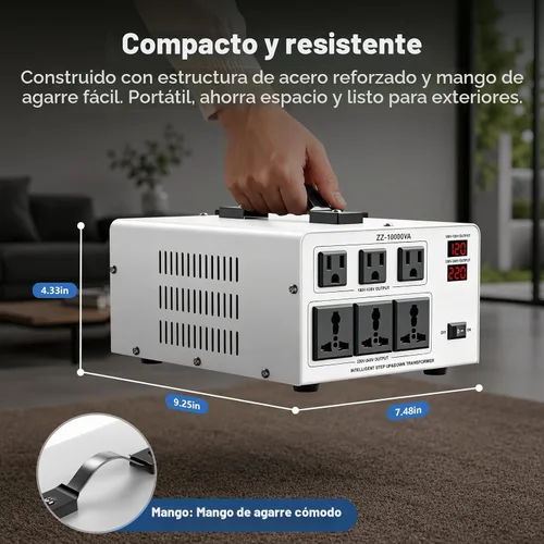 Vista 5 de 10000W Voltage Converter Transformer Step Up Down 110V 120V to 220V 240V White