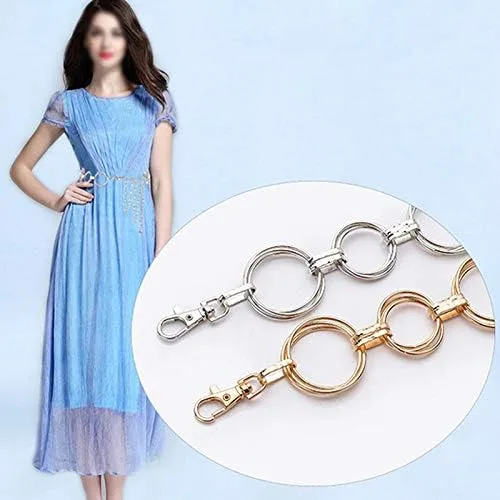 Vista 5 de Goclothod Womens Metal Chain Dress Belt Skinny Waist Belt Golden Silver Waistband