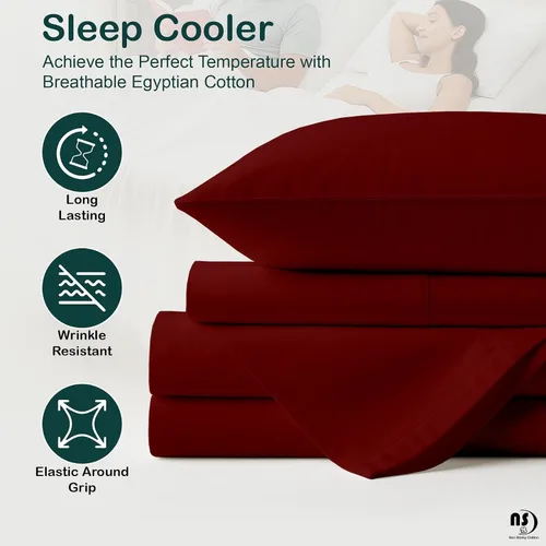 Vista 2 de NON Sticky cotton Juego de sábanas de 4 piezas para cama ajustable con números de sueño, 100% algodón egipcio, cabezal flexible de 34 pulgadas, se