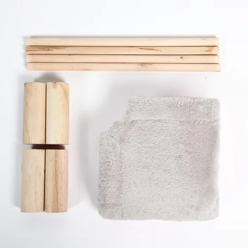 Vista 6 de Patas Lague Hamaca autocalentable para gatos, cama para perros pequeños, cama térmica de madera elevada para gatos, cama elevada para mascotas suave