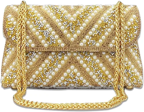 Vista 9 de Bolsos de mano con diamantes de imitación para mujer, bolsos de hombro con cadena, bolsas de noche brillantes para cóctel, graduación, fiesta, boda