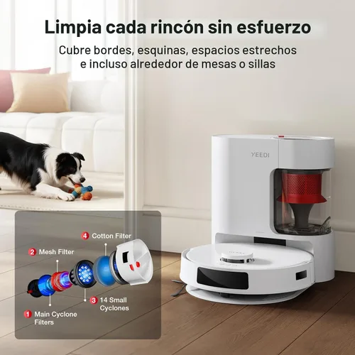 Vista 6 de Yeedi C12 Plus Robot aspiradora y trapeador, succión fuerte de 8000 Pa, almacenamiento de polvo de 7 semanas, contenedor de polvo sin bolsa