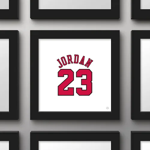 Vista 2 de Trends International Gallery Pops Michael Jordan - Póster de pared con número de jersey, color blanco, 12 x 12 pulgadas, versión de marco negro
