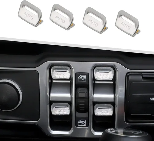 Vista 8 de Jimen Cubierta de botón de ventana para JL/JT, paquete de 4 cubiertas para interruptor de ventana trim accesorios interiores compatibles con Jeep