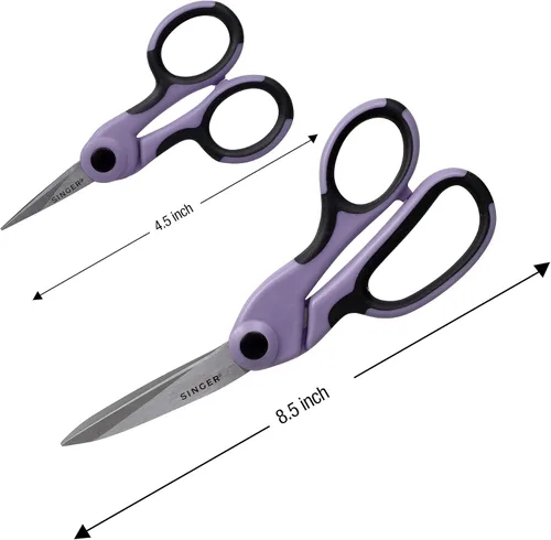 Vista 5 de SINGER ProSeries - Juego de tijeras de tela resistentes de 8.5 pulgadas y 4.5 pulgadas para detalles de manualidades, color morado lila, juego de 2