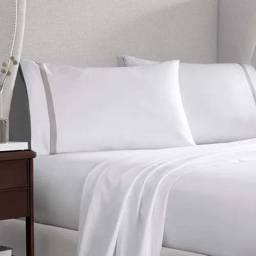 Vista 23 de Martex Par de fundas de almohada ultra suaves con dobladillo de la serie 2000, King, gris claro