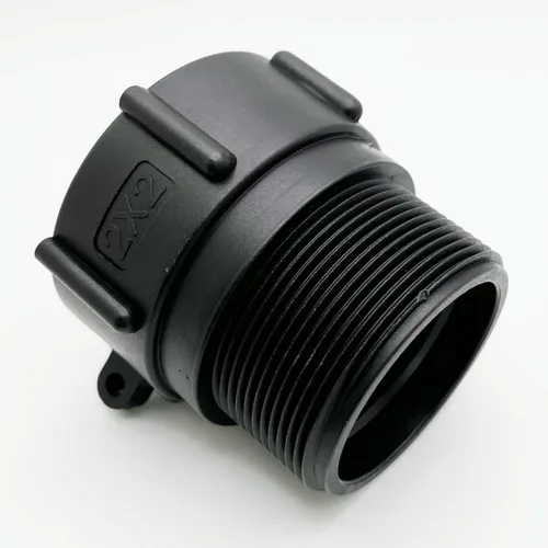Vista 2 de IBC - Adaptador de accesorios de bolsa de 2 pulgadas, rosca gruesa de contrafuerte hembra x 2 pulgadas, rosca macho NPT para tubería, conector
