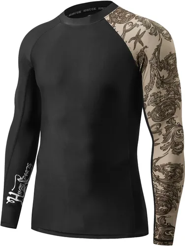Vista 15 de HUGE SPORTS Camiseta de protección contra erupciones de manga larga para hombre UPF 50+ con protección UV, de secado rápido, con costuras