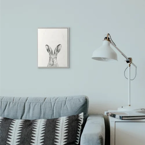 Vista 3 de Stupell Industries Diseño de dibujo de retrato de conejo, diseñado por Victoria Borges, arte de pared, 11 x 1.5 x 14, enmarcado gris