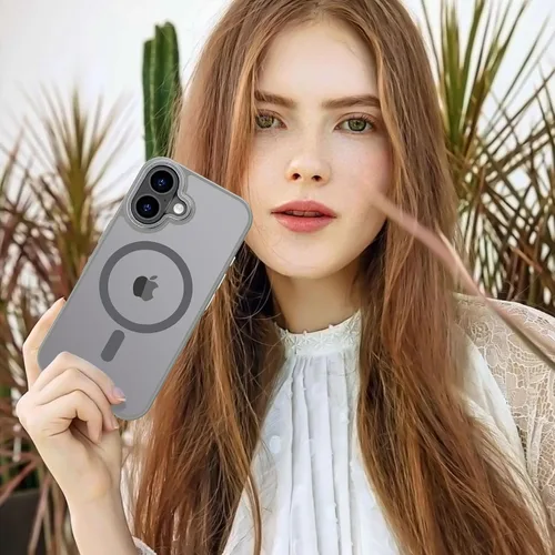 Vista 1352 de Anuck - Funda magnética para iPhone 11 compatible con MagSafe, carcasa trasera mate translúcida dura, borde de TPU, delgada, resistente a impactos