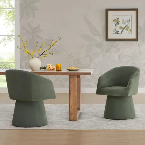 Vista 9 de KISLOT Sillas de Comedor Giratorias Sillón de Acento Moderno Silla Lateral de Escritorio para Comedor Tocador Dormitorio Sala de Estar Sala de Verde
