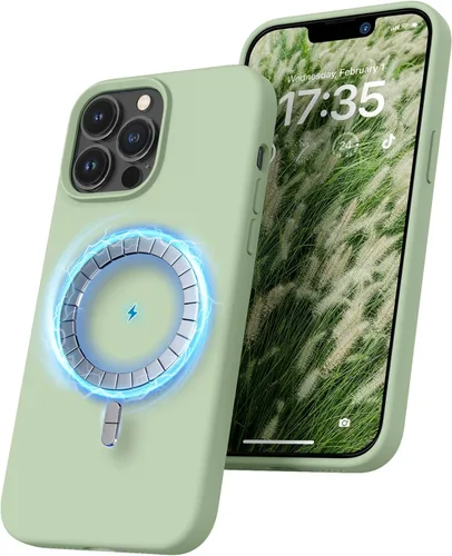 Vista 15 de RIZUS - Funda de silicona magnética para iPhone 13 Pro Max [compatible con MagSafe], funda delgada con forro de microfibra antiarañazos, a prueba