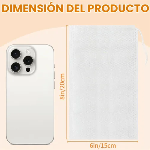 Vista 2 de TamBee Infusores de té desechables con cordón, bolsas de filtro de té para hierbas de té sueltas, 100 unidades de 5.9 x 7.87 pulgadas para té