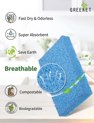 Vista 7 de Paquete de 8 esponjas de celulosa emergentes, grandes, comprimidas, ecológicas y sin plástico para cocina, baño y hogar