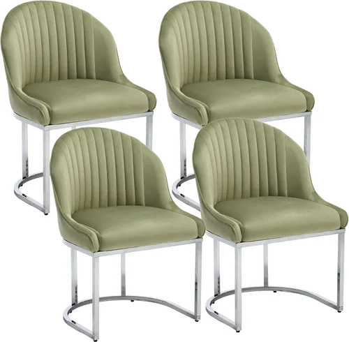 Vista 22 de Juego de 2 sillas de comedor de terciopelo, sillas de comedor tapizadas con patas de metal dorado, sillas auxiliares modernas para cocina, sillas