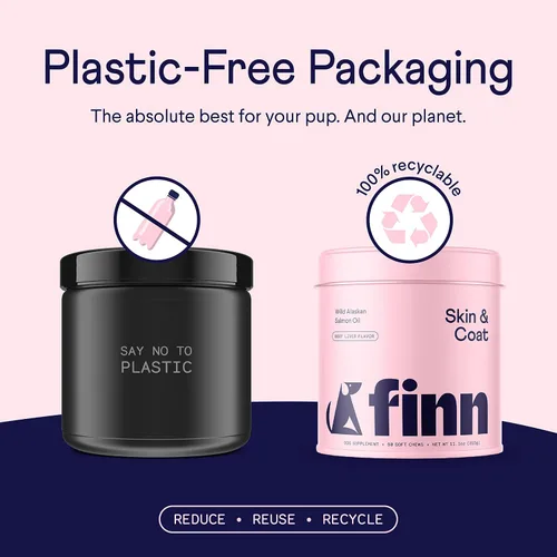 Vista 6 de Finn Suplemento de aceite de salmón para perros para la piel y el pelaje Apoya un pelaje grueso y brillante Aceite de pescado de salmón salvaje