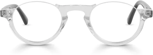 Vista 11 de eyebobs - Vicepresidente Gafas de lectura prémium para hombres y mujeres Marco de medio borde Frente azul con templo azul Demi