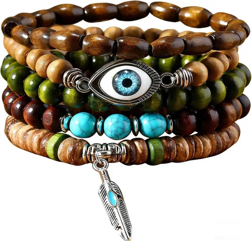 Vista 63 de Pulsera Gótica Ajustable de Cuero Trenzado Punk Multicapa de Estilo Grunge, Conjunto de Pulseras Emo con Brazalete de Metal, Envoltura