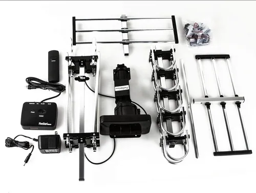 Vista 8 de Five Star Antena para exteriores HD TV de 200 millas de alcance con rotación motorizada de 360°, radio UHF/VHF/FM con control remoto infrarrojo
