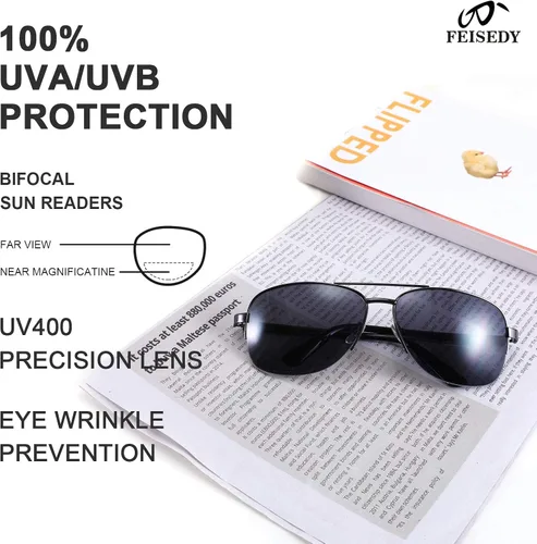 Vista 4 de FEISEDY Gafas de sol para hombres y mujeres bifocales para leer bajo el sol B2718
