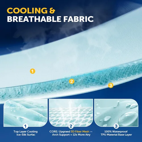 Vista 3 de Tokokimo - Sábana bajera ajustable transpirable, tamaño Queen, sábanas antideslizantes e impermeables Mattress Protector for Hot Sleeper, Fitted