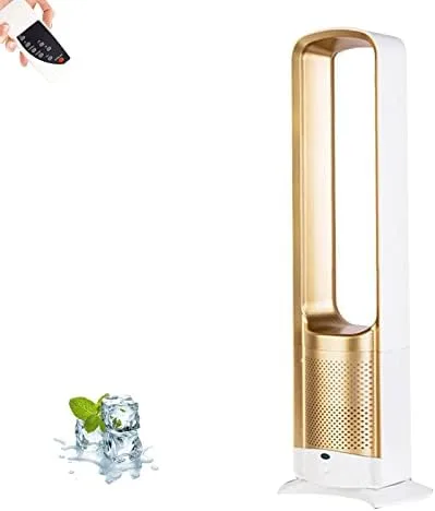 Vista 8 de Ventilador de torre oscilante portátil de 32 pulgadas, enfriamiento silencioso sin aspas con control remoto y temporizador, ventilador de pedestal
