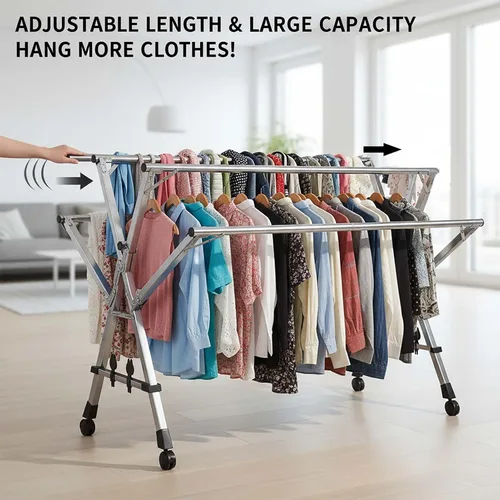 Vista 5 de This Heavy Duty Foldable Clothes Drying Rack, Stainless Steel Laundry Drying Rack, Collapsible Garment Rack, Indoor Clothesline, Portable Space