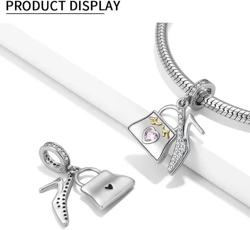 Vista 2 de CHTLOR Crystal Owl,Astronauts Beads,Bee charm,Warm Swan,Halloween Series Charm 925 Sterling Silver Pendant Women's Necklace Bracelet DIY pendant Fit
