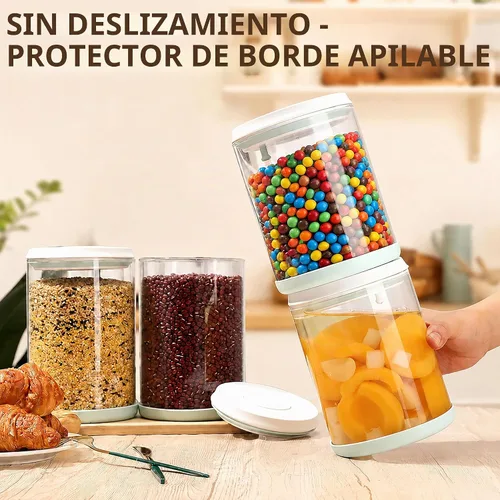 Vista 6 de POP - Tarro hermético de vidrio para alimentos con tapa, recipiente de vidrio transparente de 2.2 cuartos de galón Apertura apilable de un solo