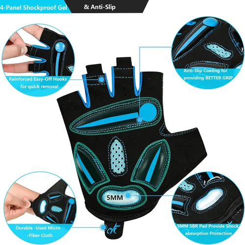 Vista 3 de BIKINGMOREOK Guantes de ciclismo para hombres y mujeres, guantes de bicicleta transpirables, almohadillas de gel de 0.197in, guantes de bicicleta