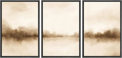Vista 48 de SIGNWIN Lienzo enmarcado para pared, juego de arte sereno de pantanos con humedales verdes e ilustraciones de agua tranquila, arte moderno