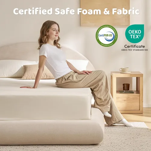 Vista 3 de RECCI AirFrame - Base de cama tapizada de media luna con plataforma doble, base curvada de terciopelo con cabecero, espuma acolchada totalmente