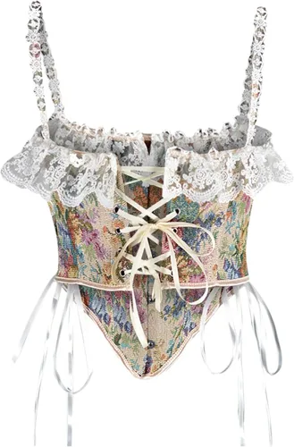 Vista 4 de Corsé con realce para mujer, estilo victoriano, cinturón steampunk, pirata, renacentista, corsé con correas
