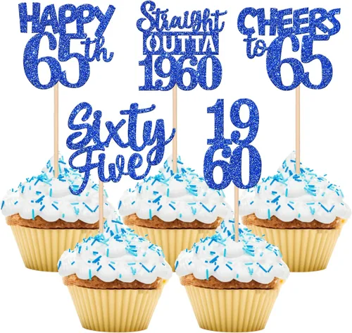 Vista 64 de 30 piezas negras para cupcakes de 10.º cumpleaños con purpurina Ten Happy 10 Straight Outta 2016 para saludos a 10 años 10 cumpleaños, boda Negro